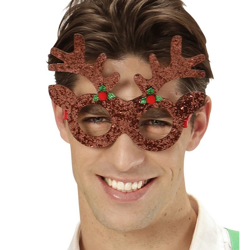 W WIDMANN Occhiali A Forma Di Renna Per Adulti – Travestimento Di Carnevale E Natale – Divertente Accessorio Per Feste In Maschera