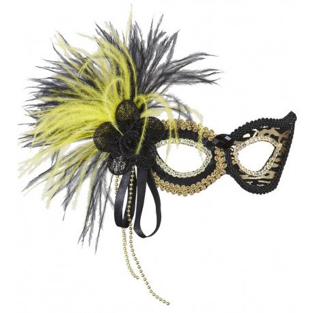 Maschera Tigre Paillettes e Piume