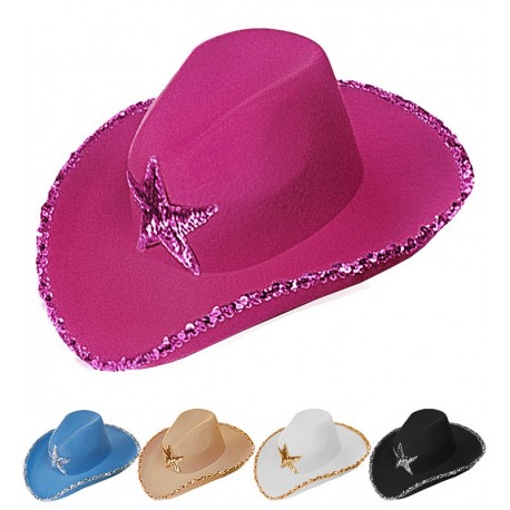 Cappello da Cowboy con Brillantini e Maxi Stella