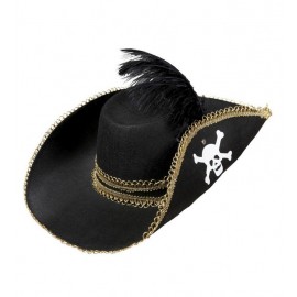 Cappello da Pirata con Teschio e Piume