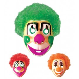 Maschera da Clown in Plastica con Capelli