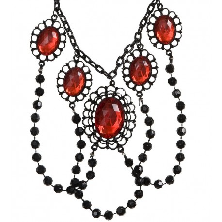 Collana di Perle Nere e Rosse 