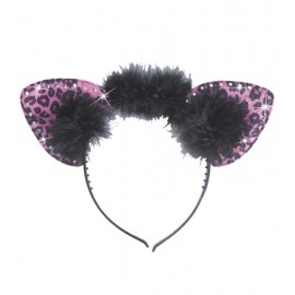 Orecchie da Leopardo Rosa con Strass