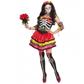 Costume Día de Los Muertos Rosso e Giallo per Donna Shop