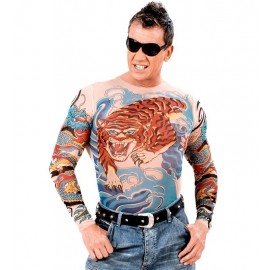Maglietta con Tigre e Tatuaggio del Drago
