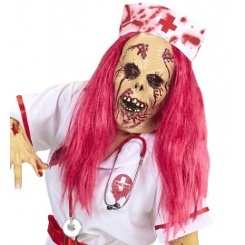 Maschera da Infermiera Zombie con Parrucca Economico