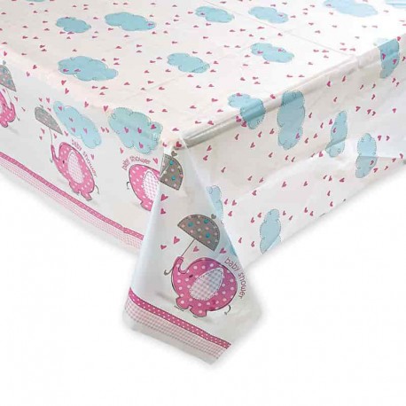 Tovaglia Baby Shower Bambina con Elefante 137 x 213 cm