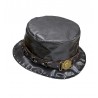 Cappello a Cilindro in Pelle Sintetica con Fascia Oro