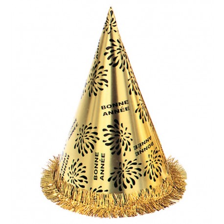 Cappello a Cono Bonne Année con Frangia Oro