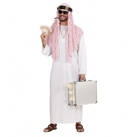 Costume Da Sceicco Arabo - Abito Bianco Con Bandana E Spada - Taglia Unica - Per Carnevale E Cosplay - Foto 10