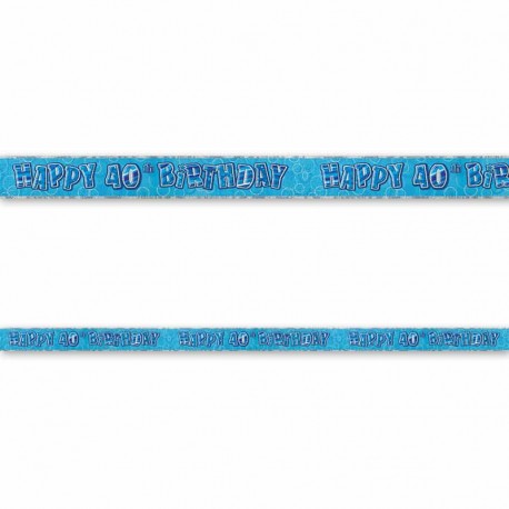 Cartello Happy Birthday 40 anni Blu Glitz