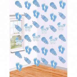 6 Decorazioni Appese Baby Shower Boy con Forme