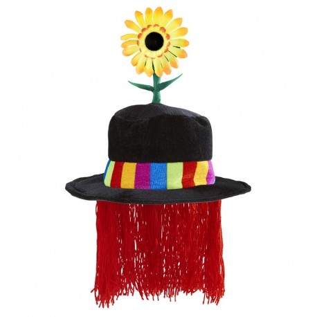 Cappello da Pagliaccio in Velluto con Girasole