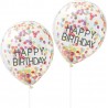Palloncini con coriandoli Happy Birthday assortiti di 30cm