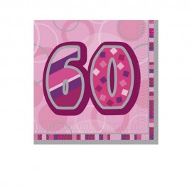 16 Tovaglioli 60 Anni Rosa