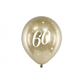 6 Palloncini 60 Anni Dorato 30 cm