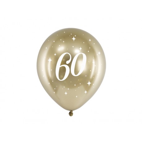 6 Palloncini 60 Anni Dorato 30 cm