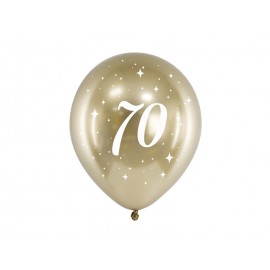 6 Palloncini 70 Anni Dorati 30 cm in Vendita