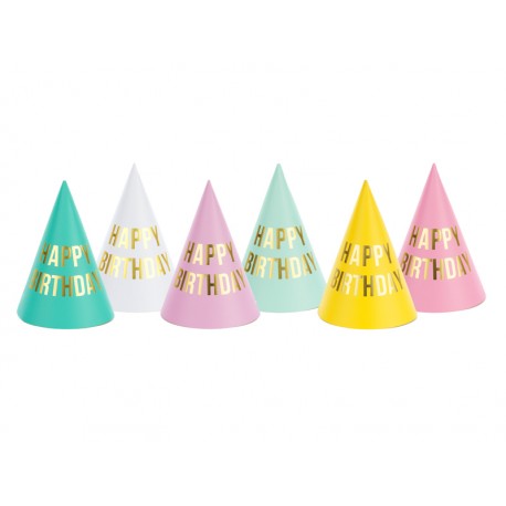 6 Cappelli a Cono Happy Birthday Misti Shop