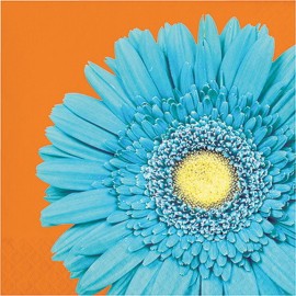 16 Tovaglioli Arancioni con Fiore Blu 33 cm