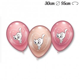 Palloncini Gatto Cuore Rotondi 30 cm Palloncini Gatto Cuore Rotondi 30 cm