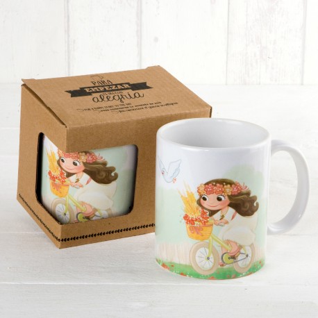 Tazza Ceramica Comunione Bambina in Bicicletta