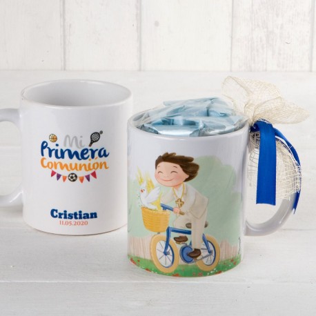 Tazza Ceramica Prima Comunione da Bambino con Caramelle