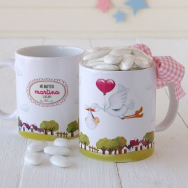 Tazza Ceramica Nascita Bimba con Confetti 