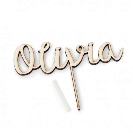 Cake Topper Personalizzato in Legno 1 Nome 18 cm