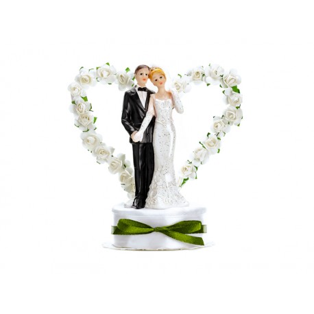 Statuina Sposi Cuore di Fiori 16 cm