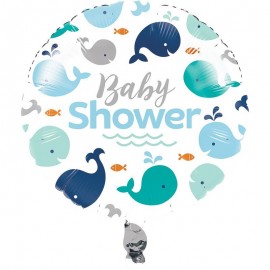 Palloncino Foil Baby Shower con Piccola Balena 45Cm