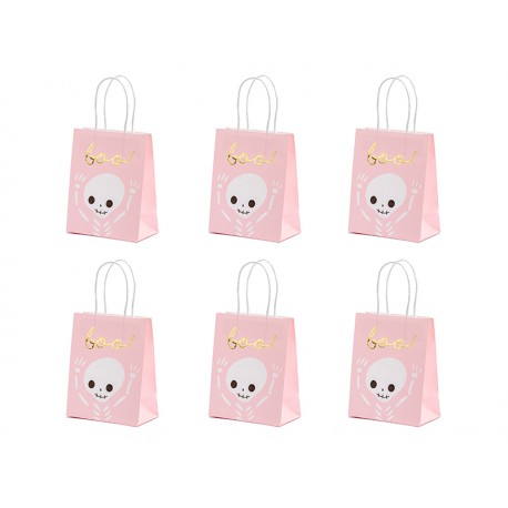 6 Sacchetti con Teschio Rosa
