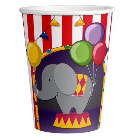 Bicchieri in Cartoncino Circo 200 mL Festa Compleanno a Tema Conf 8 pz 