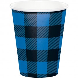 8 Bicchieri a Quadretti Blu