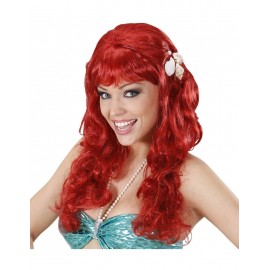 Parrucca Sirena Rossa Con Conchiglie e Perle Online 