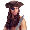 Tricorno Pirata in similpelle con Parrucca