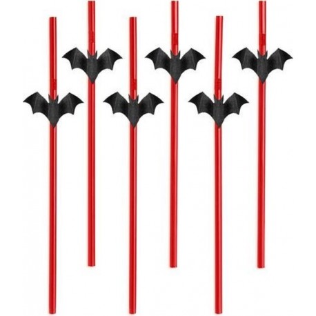 Set 6 Cannucce Rosse con Pipistrelli 