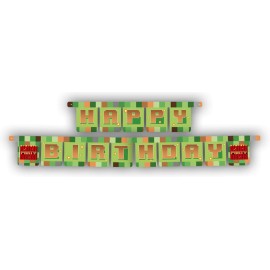 Festone Minecraft Happy Birthday 1,6 m x 13 cm