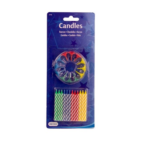 24 Candele di Compleanno Colorate 14,5 cm Online