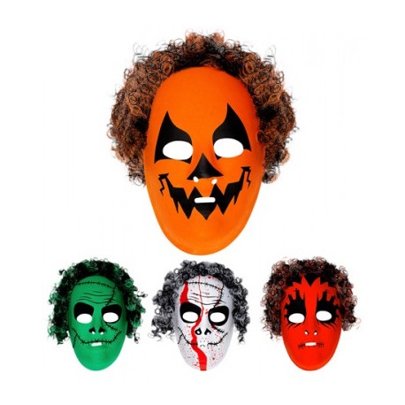 Maschera di Halloween in Plastica con Capelli
