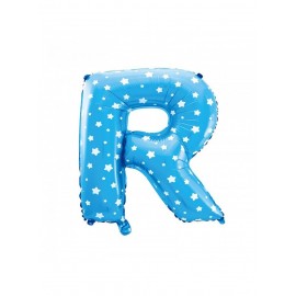 Palloncino Lettera R Azzurro con Stelle 40 cm