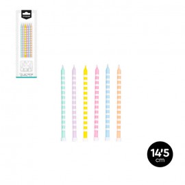 12 Candele con Strisce 14,5 cm