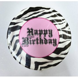 8 Piatti "Happy Birthday" Rosa Zebra 18 cm