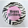 8 Piatti "Happy Birthday" Rosa Zebra 18 cm