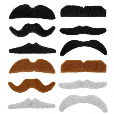 Set de 12 Bigotes de Fiesta 3 Colores