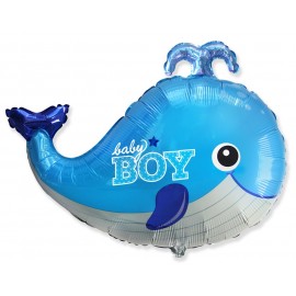 Palloncino Baby Shower con Piccola Balena Azzurra 86 x 66 cm