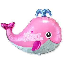Offerta Palloncino Baby Shower con Piccola Balena Rosa 86 x 66 cm