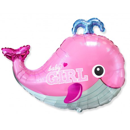 Offerta Palloncino Baby Shower con Piccola Balena Rosa 86 x 66 cm