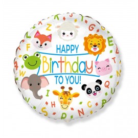 Palloncino Happy Birthday con Animali 45 cm