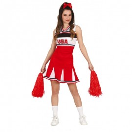 Costume da Cheerleader Americana Rosso Economico